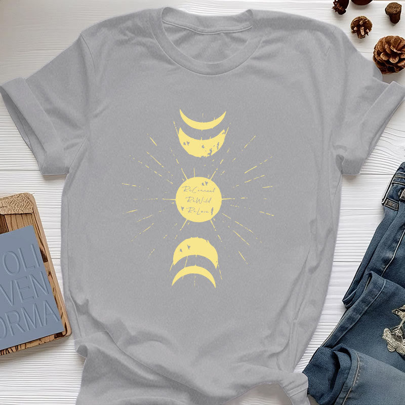 T-shirt de yoga en coton Olivenorma Moon Phases - Gris - 2XL - image 0