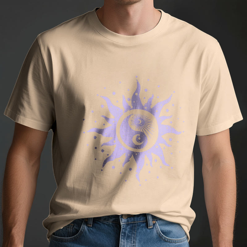 T-shirt confortable en coton Olivenorma Yin Yang Lune Soleil - image 3