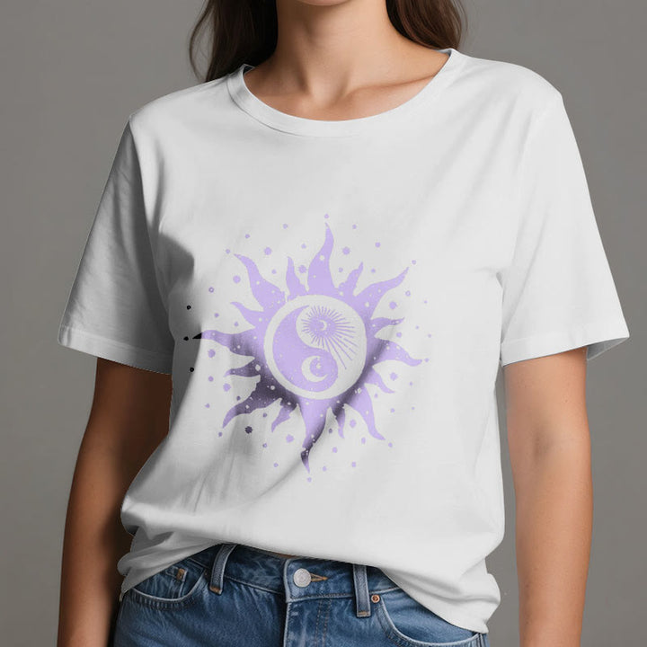 T-shirt confortable en coton Olivenorma Yin Yang Lune Soleil