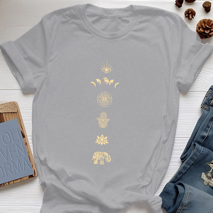 T-shirt Olivenorma Chakras Spiritual Lotus Yoga - Gris - 2XL - image 2