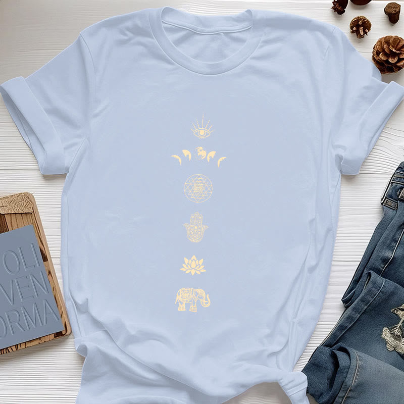 T-shirt Olivenorma Chakras Spiritual Lotus Yoga - Bleu - 2XL - image 4