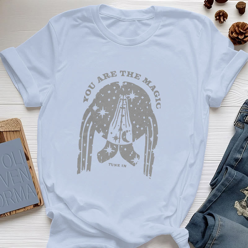 T-shirt de yoga boxy Olivenorma « Tune in You Are The Mageic » - Bleu - 2XL - image 9
