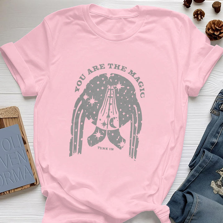 T-shirt de yoga boxy Olivenorma « Tune in You Are The Mageic » - Rose - 2XL - image 11