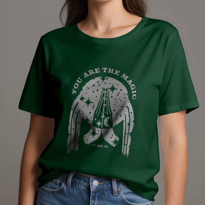 T-shirt de yoga boxy Olivenorma « Tune in You Are The Mageic »