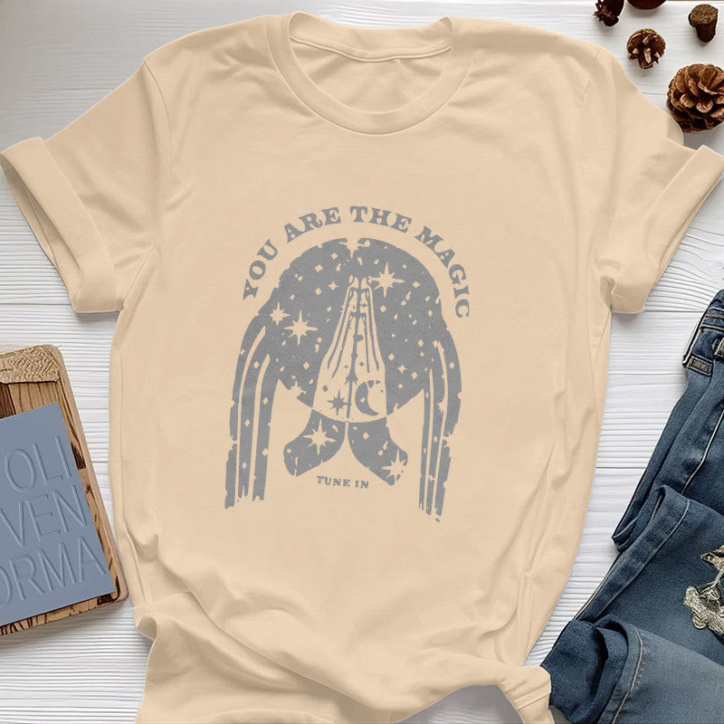 T-shirt de yoga boxy Olivenorma « Tune in You Are The Mageic »
