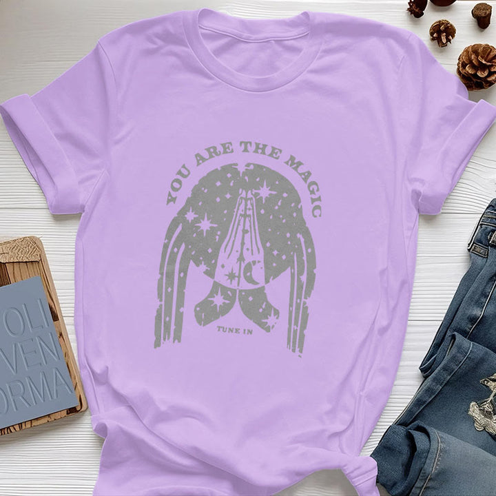 T-shirt de yoga boxy Olivenorma « Tune in You Are The Mageic » - Violet - 2XL - image 13