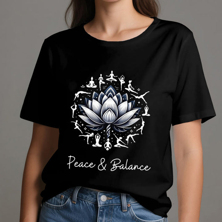T-shirt en coton Olivenorma « PEACE & BALANCE » Lotus Yoga - image 6
