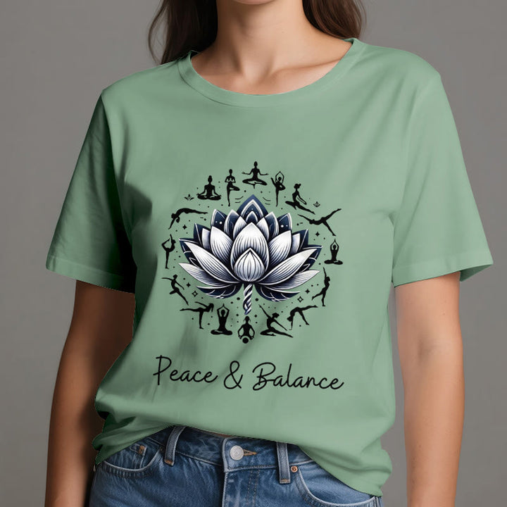 T-shirt en coton Olivenorma « PEACE & BALANCE » Lotus Yoga - image 18