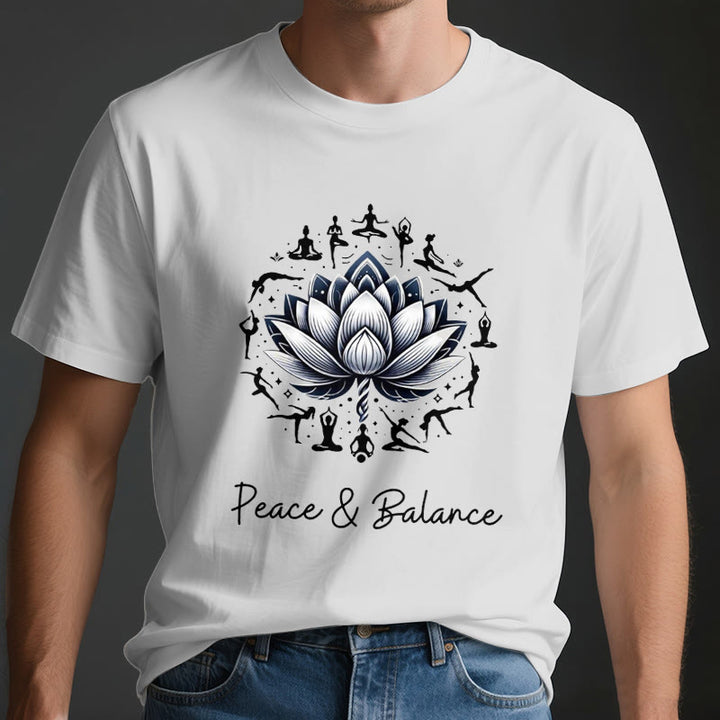 T-shirt en coton Olivenorma « PEACE & BALANCE » Lotus Yoga - image 3