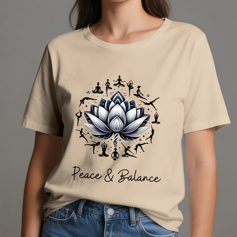 T-shirt en coton Olivenorma « PEACE & BALANCE » Lotus Yoga - image 11