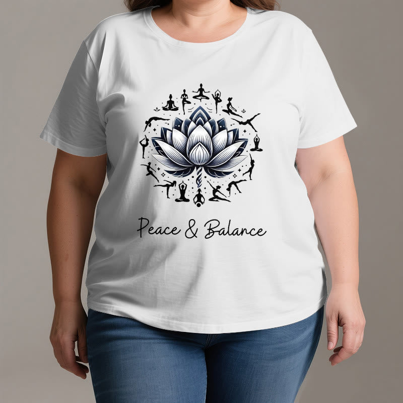 T-shirt en coton Olivenorma « PEACE & BALANCE » Lotus Yoga - image 2
