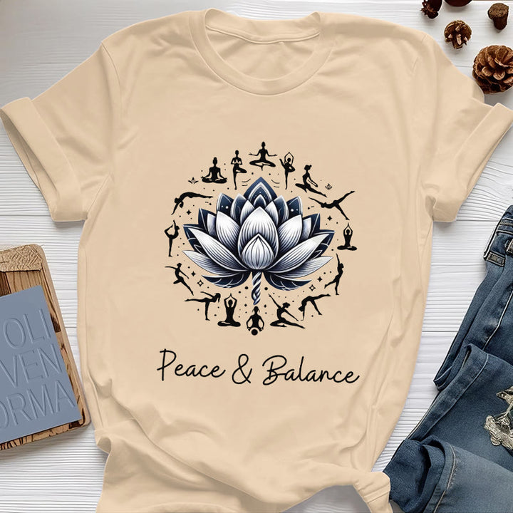 T-shirt en coton Olivenorma « PEACE & BALANCE » Lotus Yoga - Jaune - 2XL - image 9