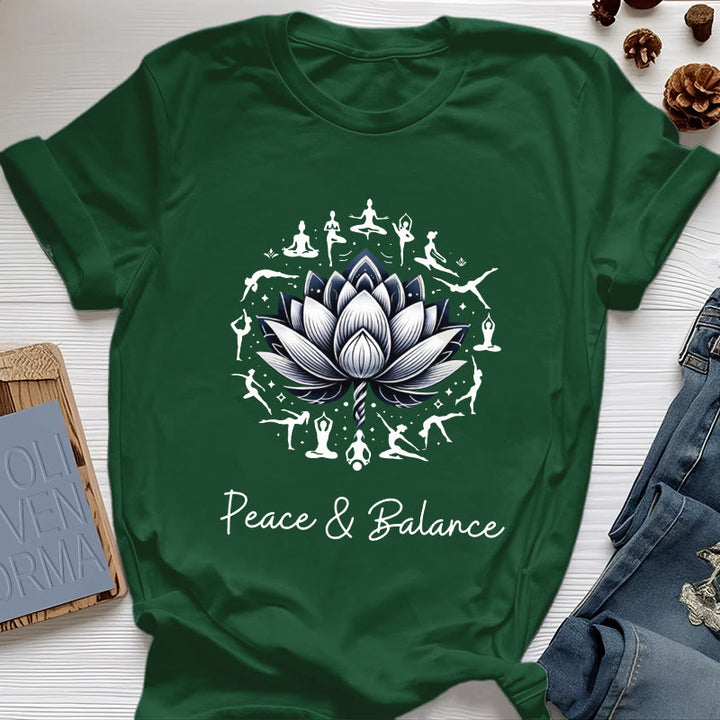 T-shirt en coton Olivenorma « PEACE & BALANCE » Lotus Yoga - Vert foncé - 2XL - image 19