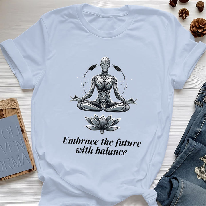 T-shirt Olivenorma « Acceptez l'avenir avec équilibre » Lotus Spiritual - Bleu - 2XL - image 12