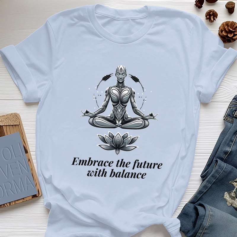 T-shirt Olivenorma « Acceptez l'avenir avec équilibre » Lotus Spiritual - Bleu - 2XL - image 11