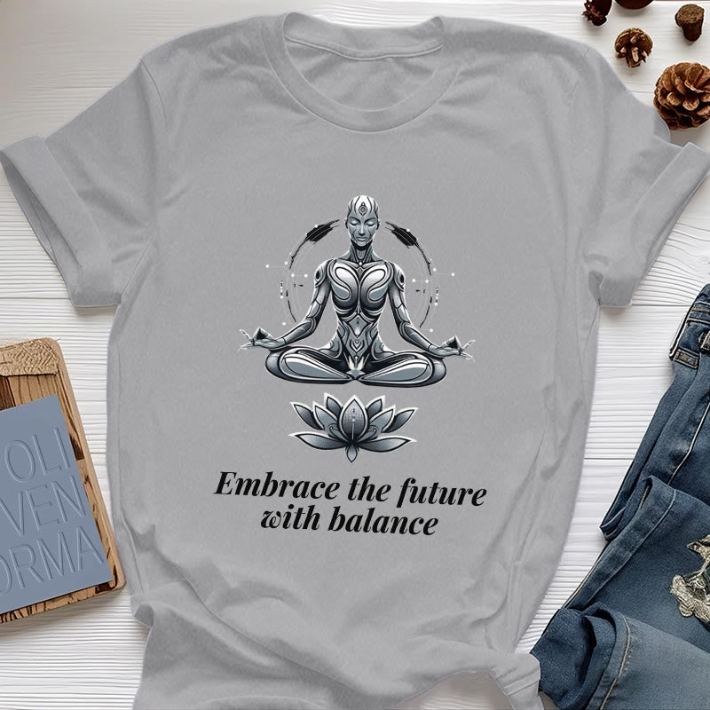 T-shirt Olivenorma « Acceptez l'avenir avec équilibre » Lotus Spiritual - Gris - 2XL - image 8