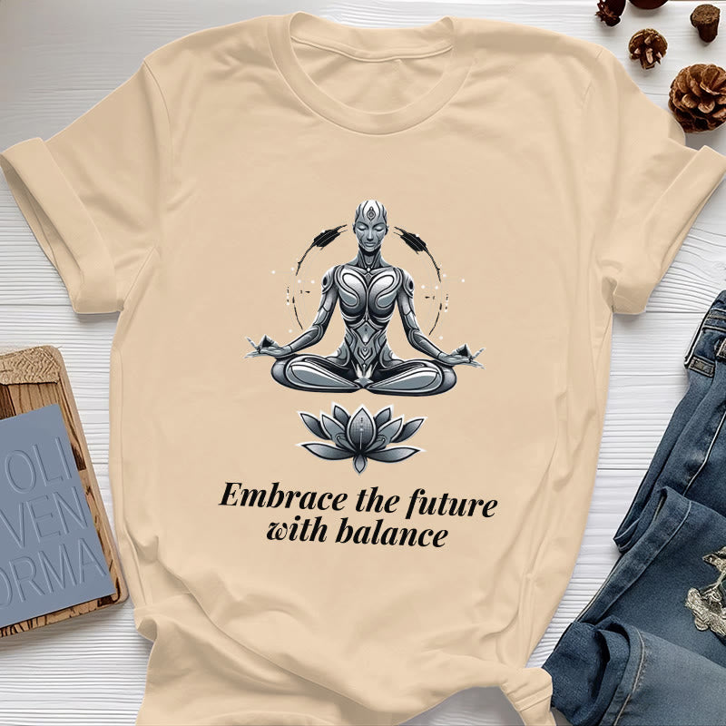 T-shirt Olivenorma « Acceptez l'avenir avec équilibre » Lotus Spiritual - Jaune - 2XL - image 9