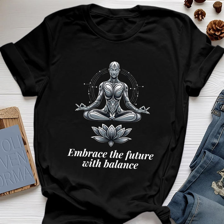 T-shirt Olivenorma « Acceptez l'avenir avec équilibre » Lotus Spiritual - Noir - 2XL - image 5