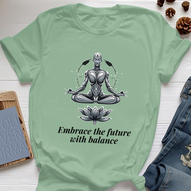 T-shirt Olivenorma « Acceptez l'avenir avec équilibre » Lotus Spiritual - Vert clair - 2XL - image 17