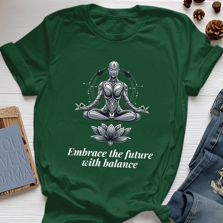 T-shirt Olivenorma « Acceptez l'avenir avec équilibre » Lotus Spiritual - Vert foncé - 2XL - image 20