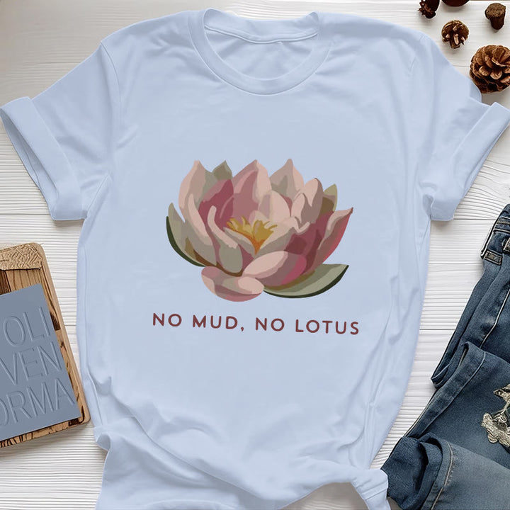 T-shirt de yoga en coton Olivenorma « Sans boue, sans lotus » - Bleu - 2XL - image 12
