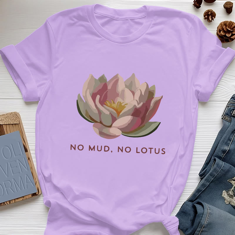 T-shirt de yoga en coton Olivenorma « Sans boue, sans lotus » - Violet - 2XL - image 15