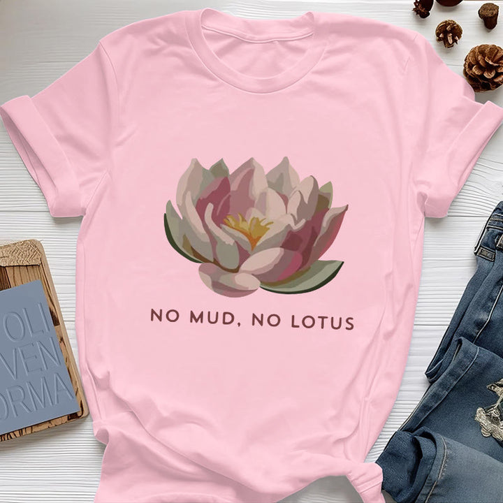 T-shirt de yoga en coton Olivenorma « Sans boue, sans lotus » - Rose - 2XL - image 14