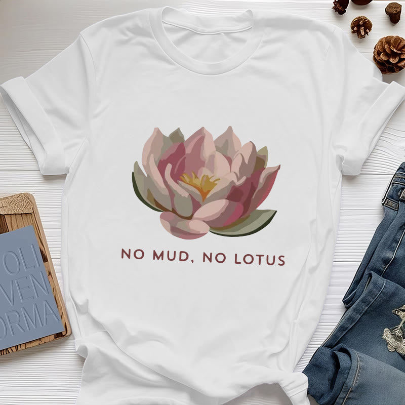 T-shirt de yoga en coton Olivenorma « Sans boue, sans lotus » - Blanc - 2XL - image 5