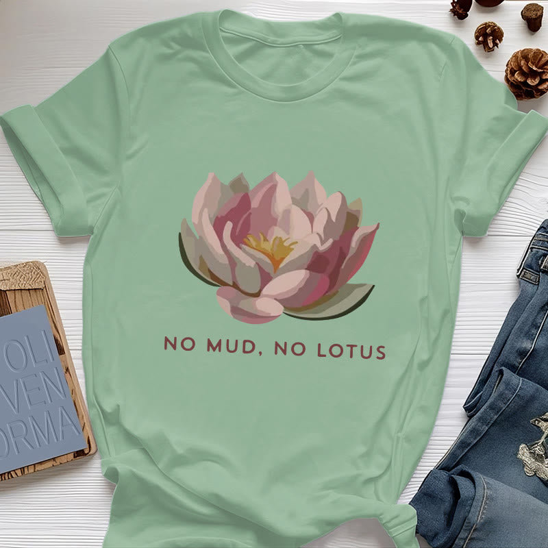 T-shirt de yoga en coton Olivenorma « Sans boue, sans lotus » - Vert clair - 2XL - image 17