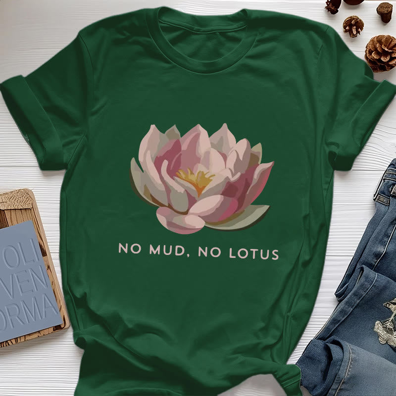 T-shirt de yoga en coton Olivenorma « Sans boue, sans lotus » - Vert foncé - 2XL - image 19