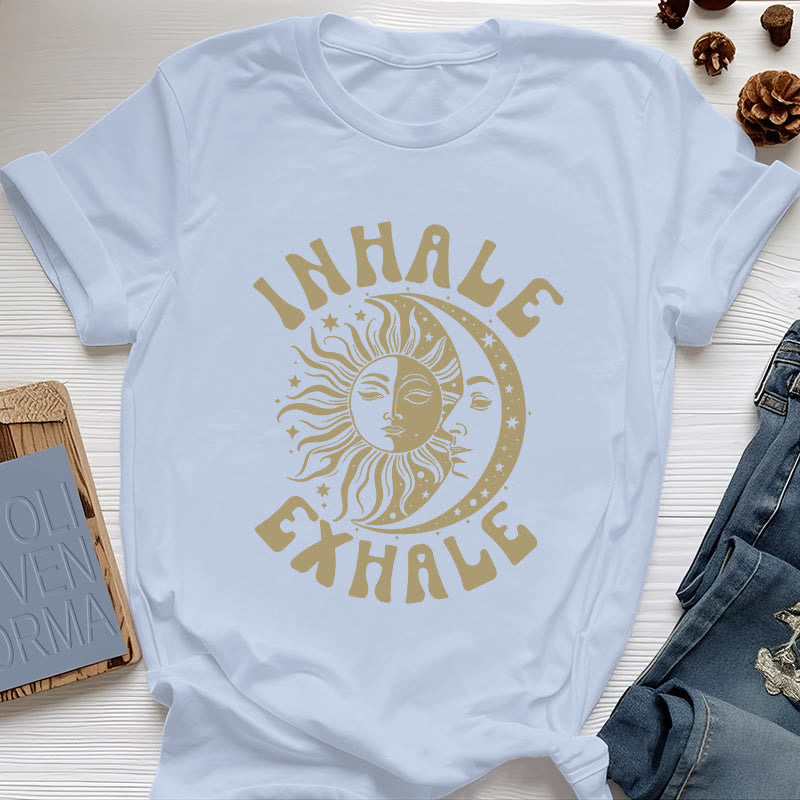 T-shirt Olivenorma « INHALE EXHALE » Soleil et Lune - Bleu - 2XL - image 13