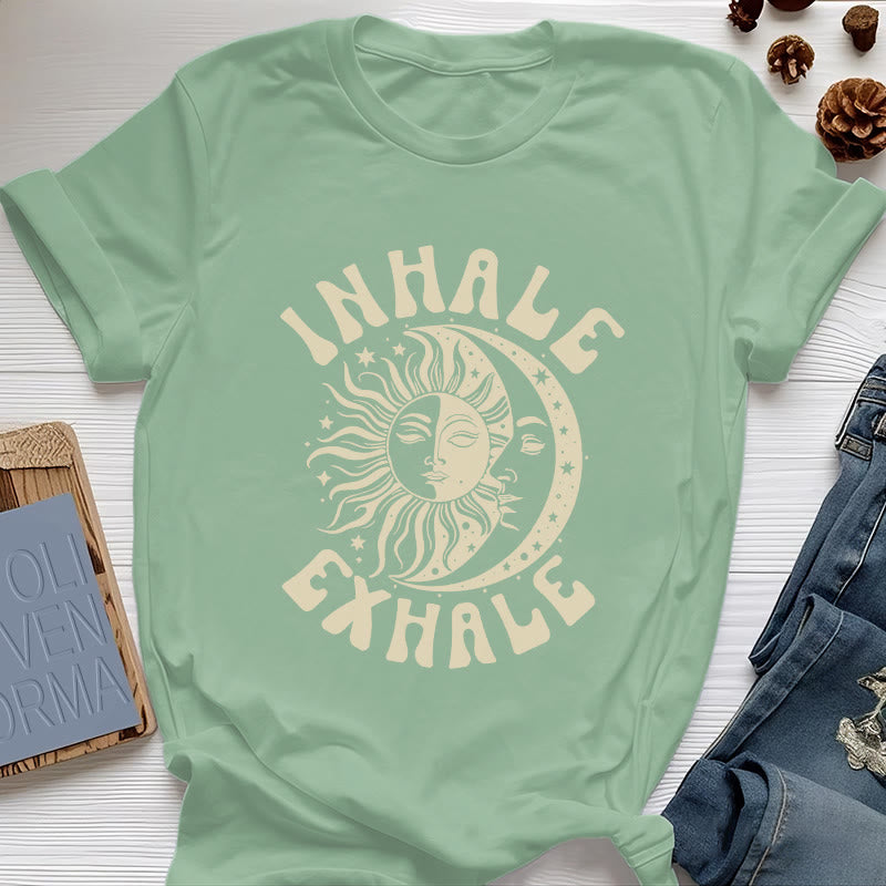 T-shirt Olivenorma « INHALE EXHALE » Soleil et Lune - Vert clair - 2XL - image 17