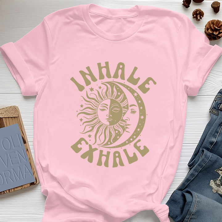 T-shirt Olivenorma « INHALE EXHALE » Soleil et Lune - Rose - 2XL - image 11