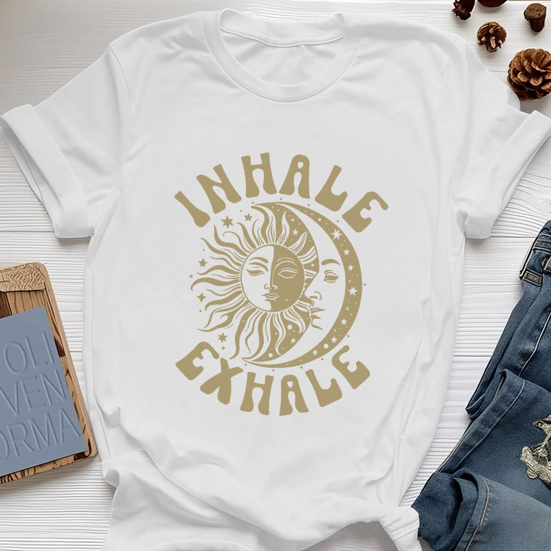 T-shirt Olivenorma « INHALE EXHALE » Soleil et Lune - Blanc - 2XL - image 5