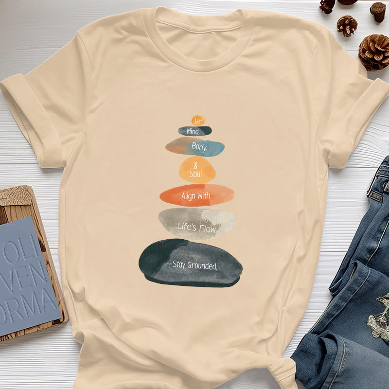 T-shirt spirituel léger en coton Olivenorma « Stay Grounded » - Jaune - 2XL - image 9