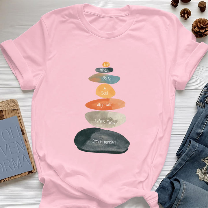 T-shirt spirituel léger en coton Olivenorma « Stay Grounded » - Rose - 2XL - image 13