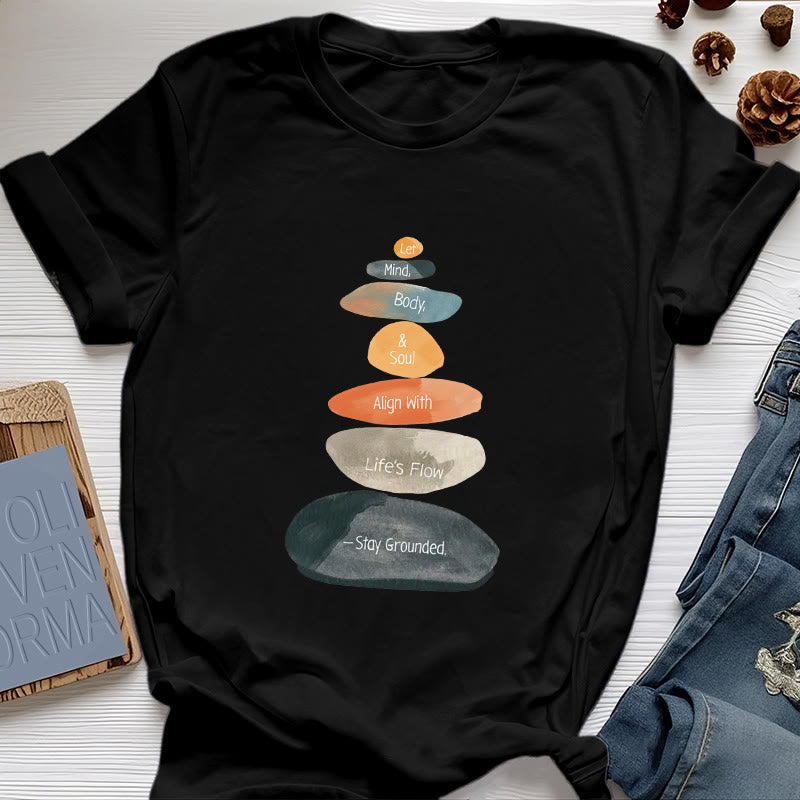 T-shirt spirituel léger en coton Olivenorma « Stay Grounded » - Noir - 2XL - image 5