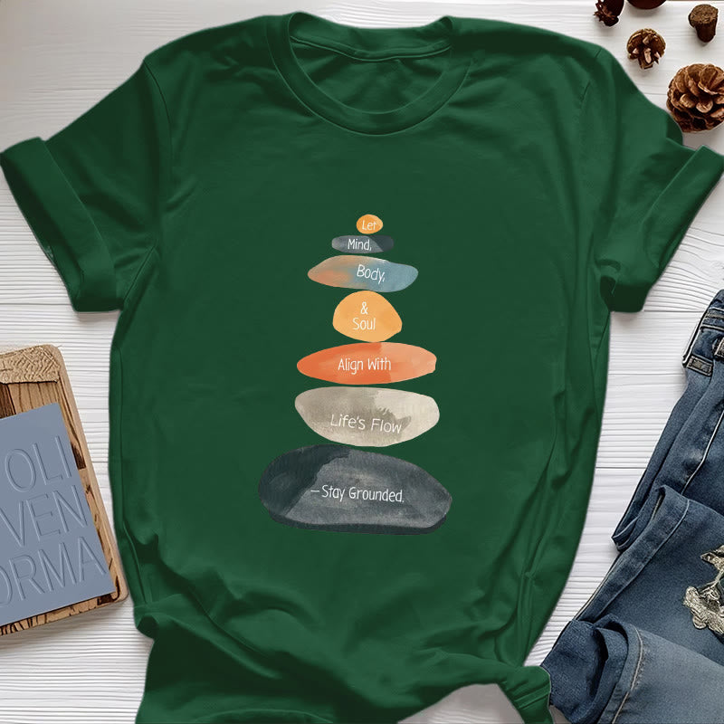 T-shirt spirituel léger en coton Olivenorma « Stay Grounded » - Vert foncé - 2XL - image 19