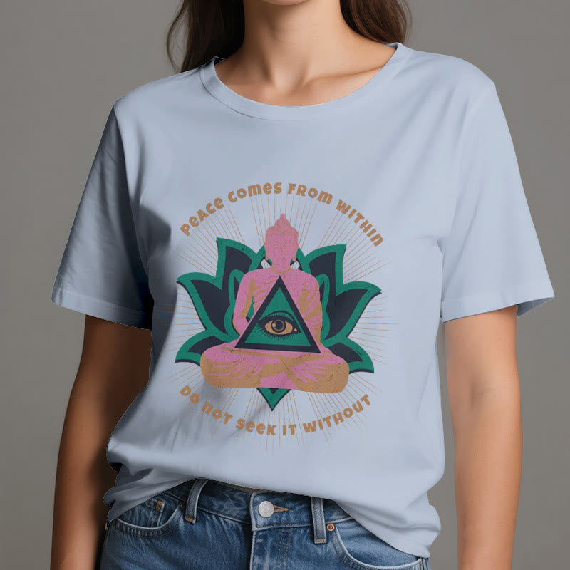 T-shirt Olivenorma « LA PAIX VIENT DE L'INTÉRIEUR » Bouddha Lotus Spirituel - image 12