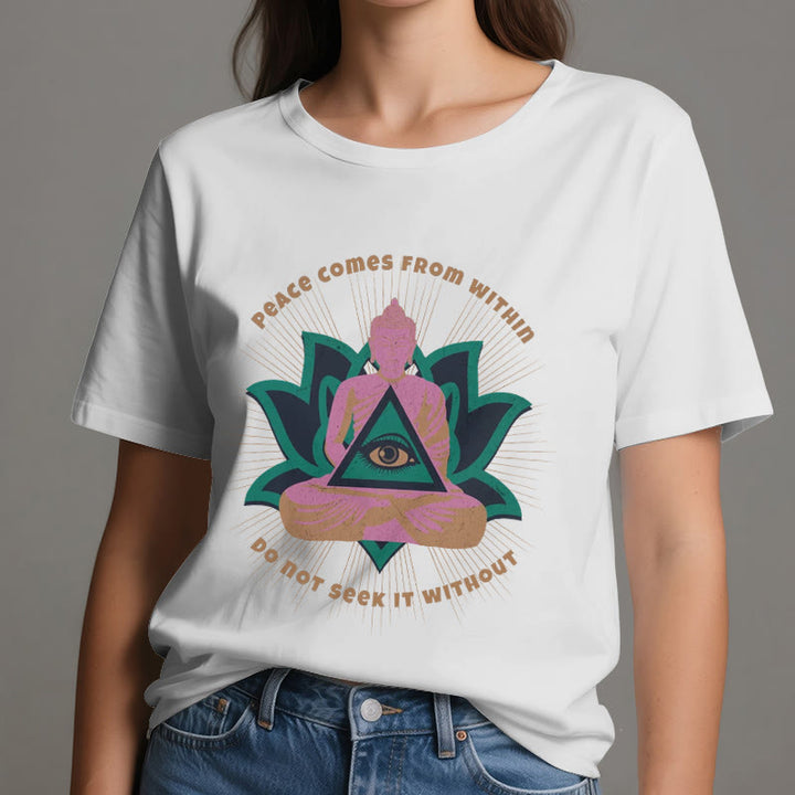 T-shirt Olivenorma « LA PAIX VIENT DE L'INTÉRIEUR » Bouddha Lotus Spirituel - image 7