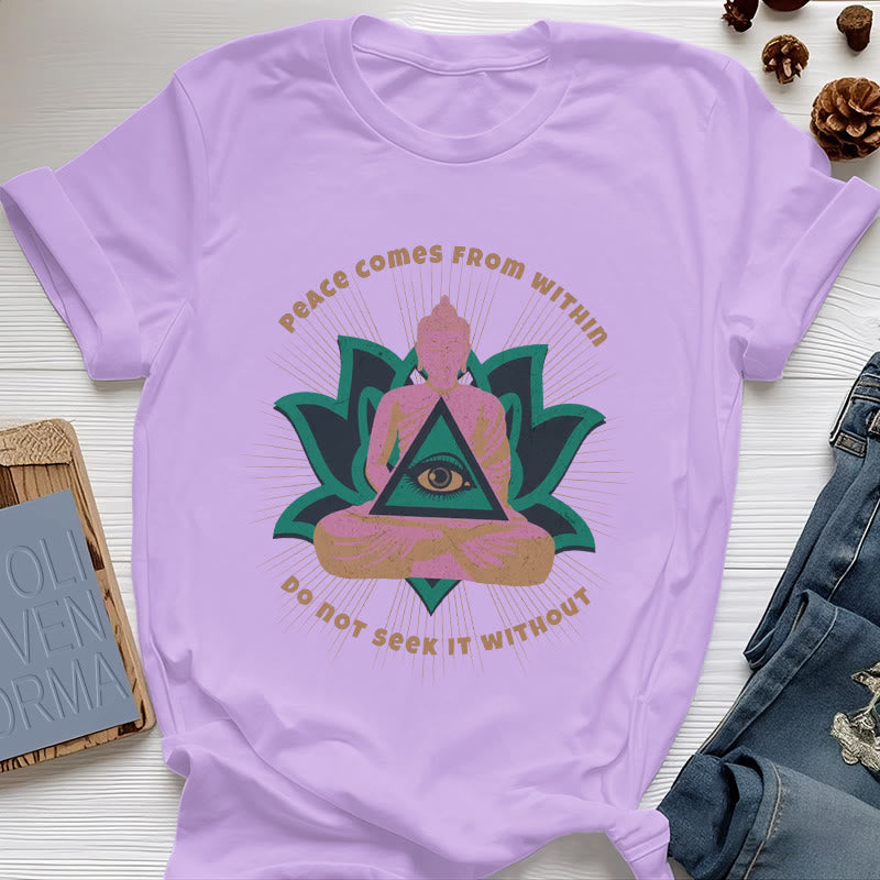 T-shirt Olivenorma « LA PAIX VIENT DE L'INTÉRIEUR » Bouddha Lotus Spirituel - Violet - 2XL - image 15
