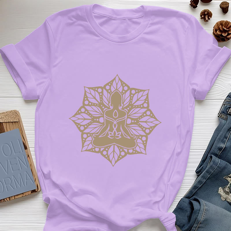 T-shirt de méditation et de yoga floral Olivenorma Medala - Violet - 2XL - image 15