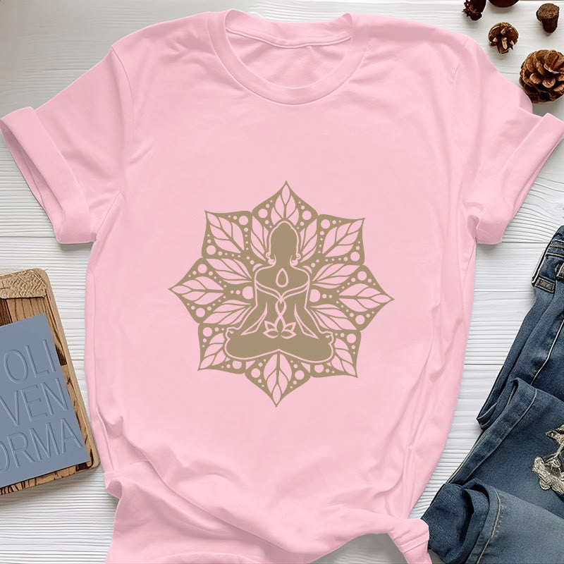 T-shirt de méditation et de yoga floral Olivenorma Medala - Rose - 2XL - image 13