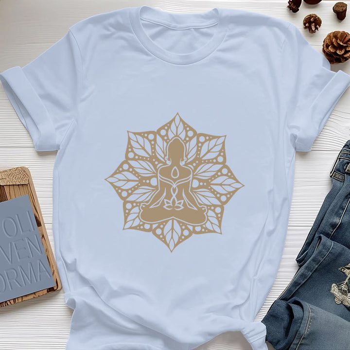 T-shirt de méditation et de yoga floral Olivenorma Medala - Bleu - 2XL - image 11