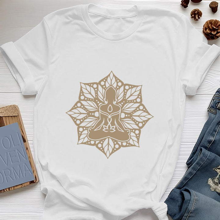 T-shirt de méditation et de yoga floral Olivenorma Medala - Blanc - 2XL - image 6