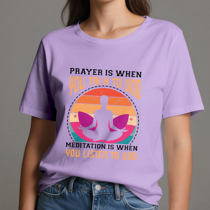 T-shirt de yoga spirituel Olivenorma « La méditation, c'est quand on écoute Dieu » - image 17