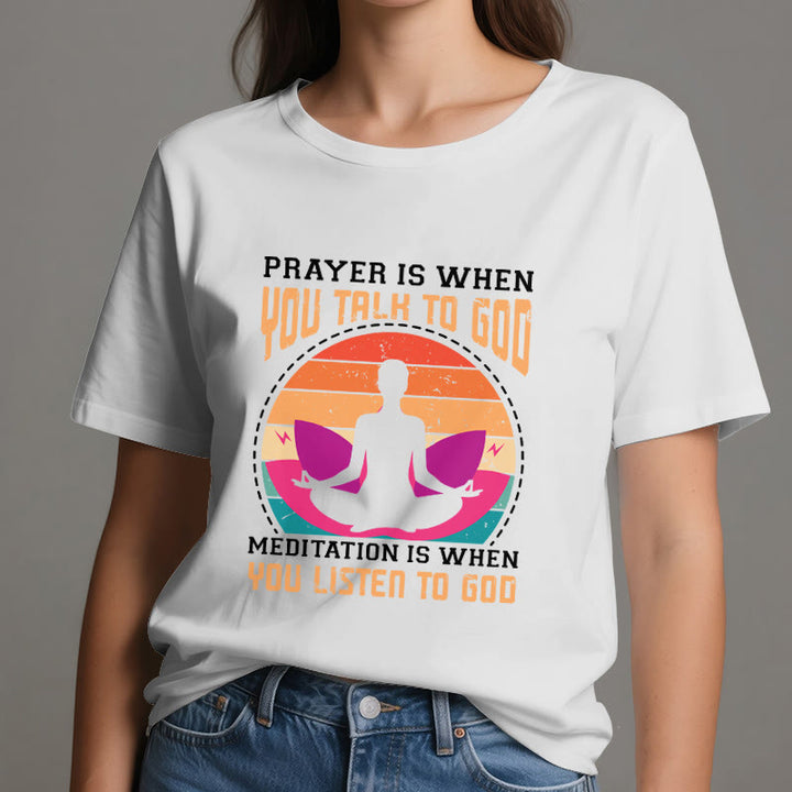 T-shirt de yoga spirituel Olivenorma « La méditation, c'est quand on écoute Dieu » - image 6