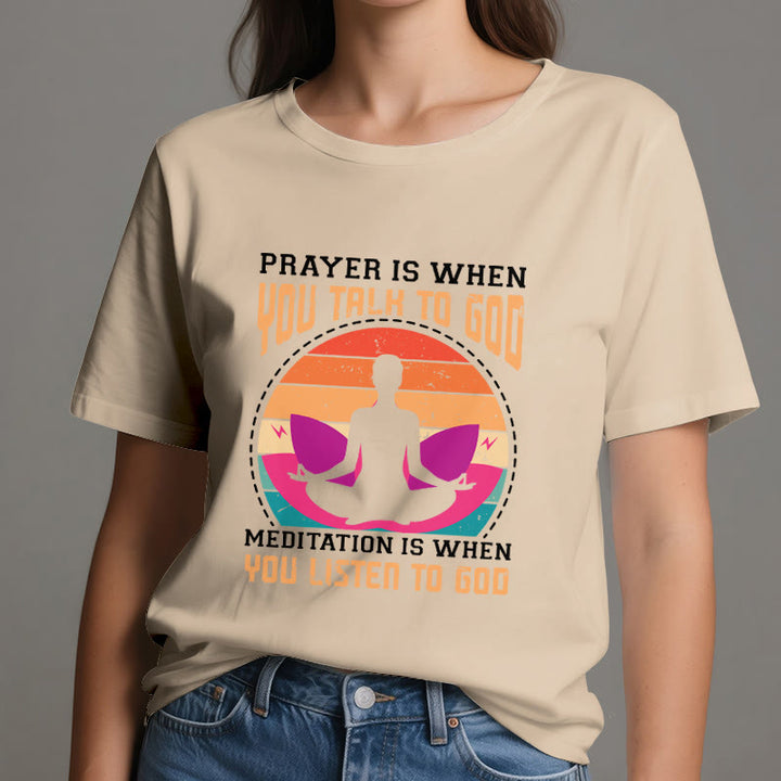 T-shirt de yoga spirituel Olivenorma « La méditation, c'est quand on écoute Dieu » - image 11
