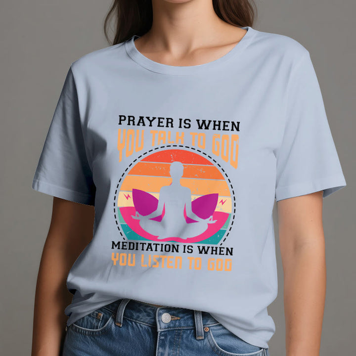 T-shirt de yoga spirituel Olivenorma « La méditation, c'est quand on écoute Dieu » - image 13