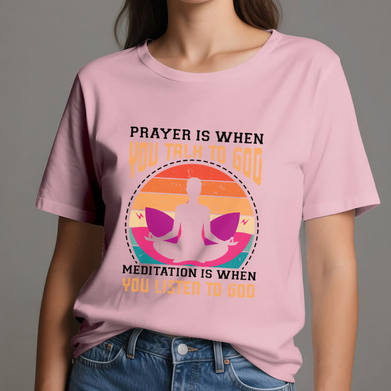 T-shirt de yoga spirituel Olivenorma « La méditation, c'est quand on écoute Dieu » - image 14